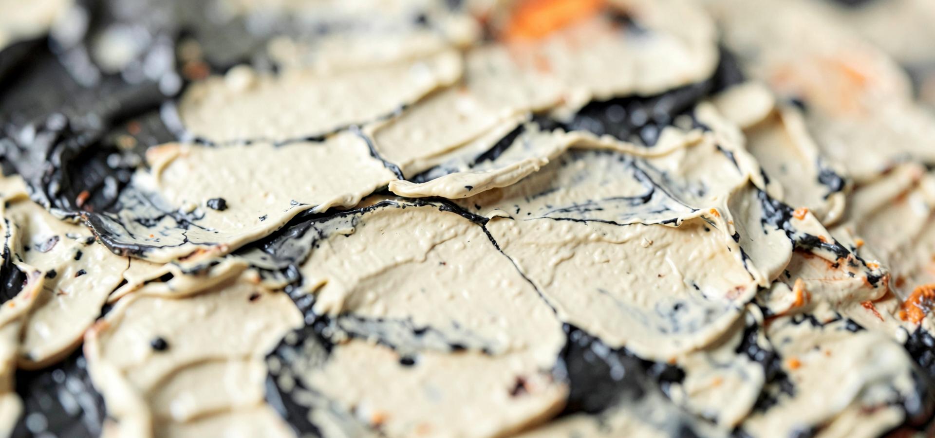 Macro detail of thick cracked oil paint